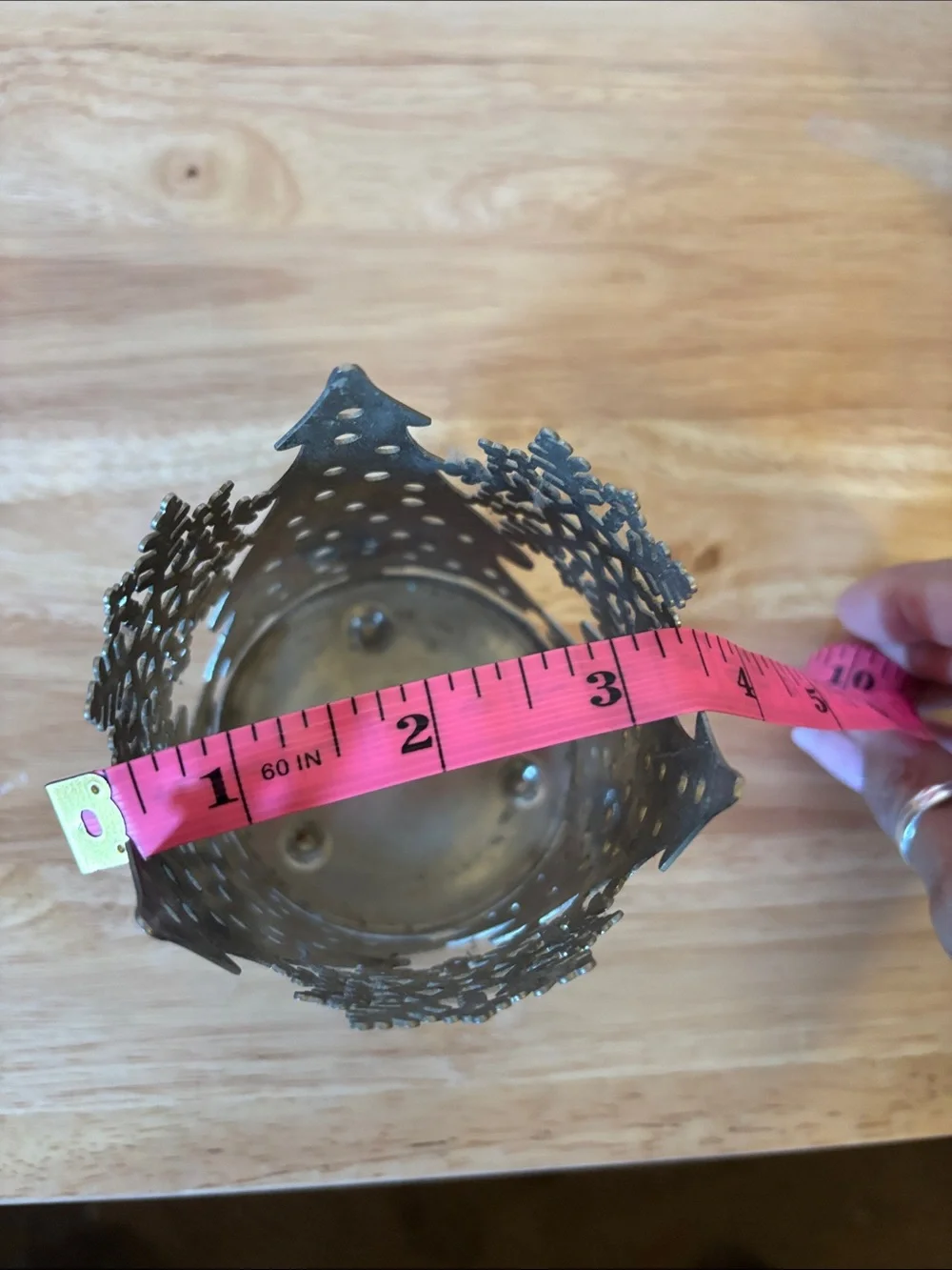 Slatkin & CO. Silver Snowflake & Tree Metal Candle Holder
